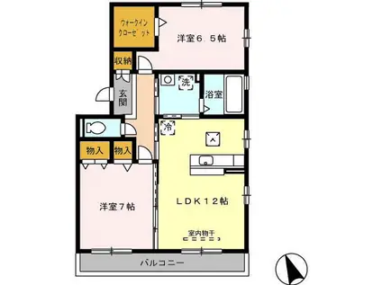 レジデンス芦原 A(2LDK/1階)の間取り写真