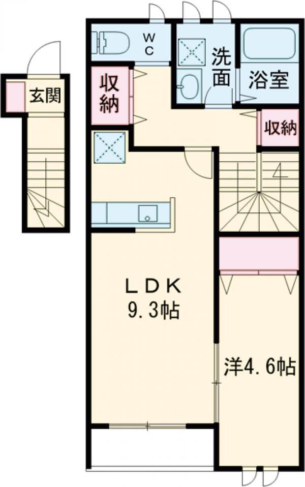 クラフトフォレスト(1LDK/2階)の間取り写真