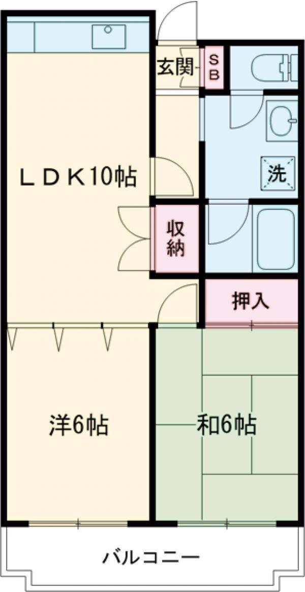モリコーポ(2LDK/5階)の間取り写真