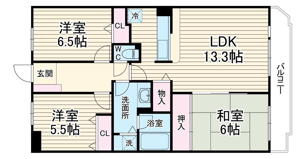 ロイヤルヒルズ高砂(3LDK/2階)の間取り写真