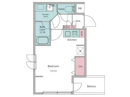 レジディア世田谷若林(ワンルーム/3階)の間取り写真