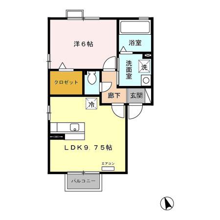ヴィラ・サンライズA(1LDK/2階)の間取り写真