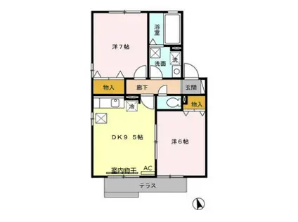 リビングタウン下地 D(2LDK/1階)の間取り写真