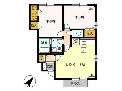 フルール A(2LDK/1階)の間取り写真