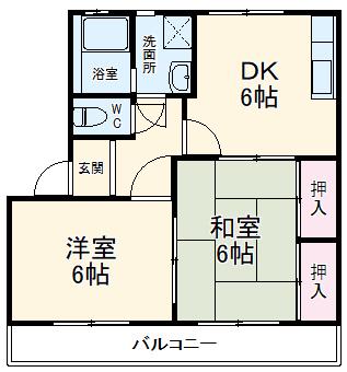 キャッスルNODA B(2DK/1階)の間取り写真