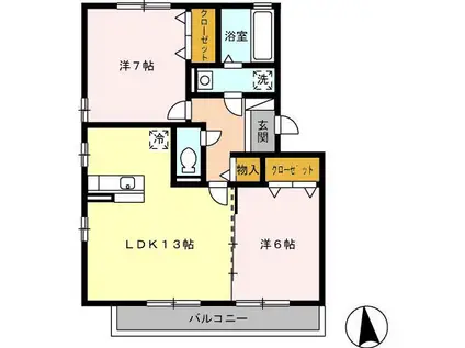 グランドール(2LDK/2階)の間取り写真