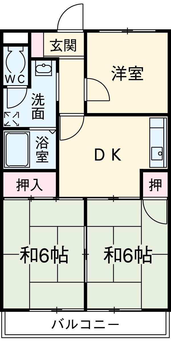 サキュレント樹 B(3DK/2階)の間取り写真
