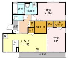 セジュールオオバ(2LDK/2階)の間取り写真