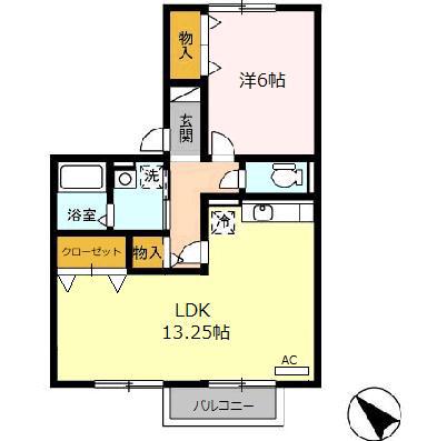 セジュール海岸通(1LDK/2階)の間取り写真