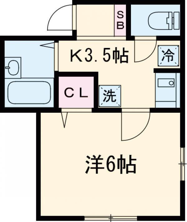 ヴァンベール深沢(1K/2階)の間取り写真