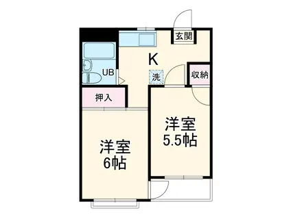 ハイコーポ谷野(2K/2階)の間取り写真