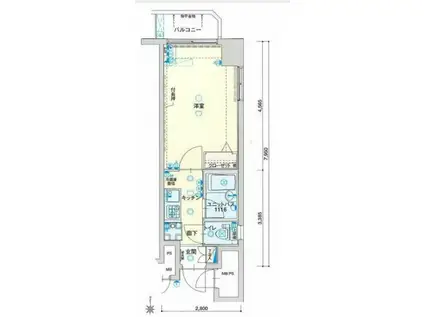 ヴェルト三軒茶屋2(1K/4階)の間取り写真