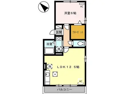 クルワシュード(1LDK/1階)の間取り写真
