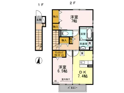 アゼリア A棟(2DK/2階)の間取り写真