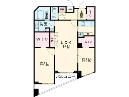 パシフィックレジデンス目黒本町(2LDK/2階)の間取り写真