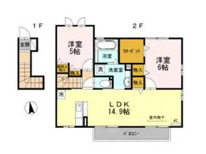 クアトロポルテ(2LDK/2階)の間取り写真