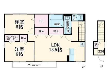ウィット瓦町通(2LDK/2階)の間取り写真