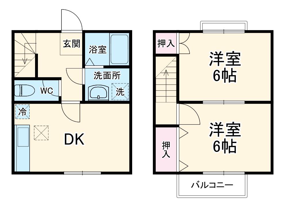 ＤＵＰＬＥＸ木村(2DK)の間取り写真