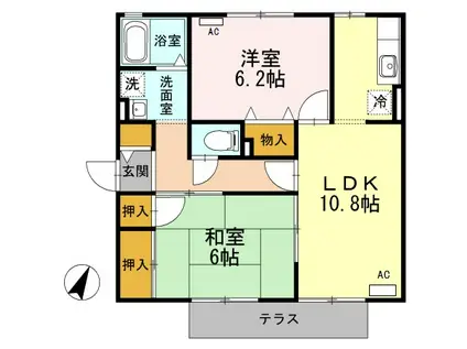 IホームTOWN 壱番館(2LDK/1階)の間取り写真