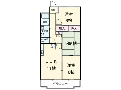 クレストパレス学園前-(3LDK/4階)の間取り写真