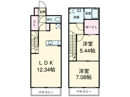 モードワン・鴨田(2LDK/7階)の間取り写真