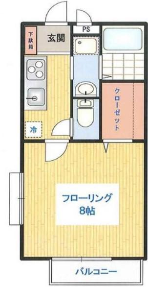 エイディハウスⅡ(1K/1階)の間取り写真