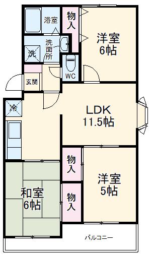ヴァンベール神山II(3LDK/3階)の間取り写真