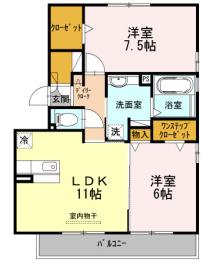 アルカンシエル(2LDK/3階)の間取り写真