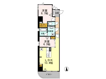 アン・ソレイユ(2LDK/11階)の間取り写真