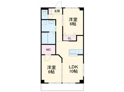 ブロードタウン神野ⅡA(2LDK/2階)の間取り写真