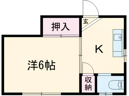 むつみ荘(1K/3階)の間取り写真