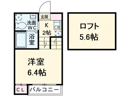 アーバンレガロⅢ(1K/1階)の間取り写真
