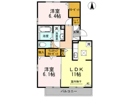 ハピネス87(2LDK/1階)の間取り写真