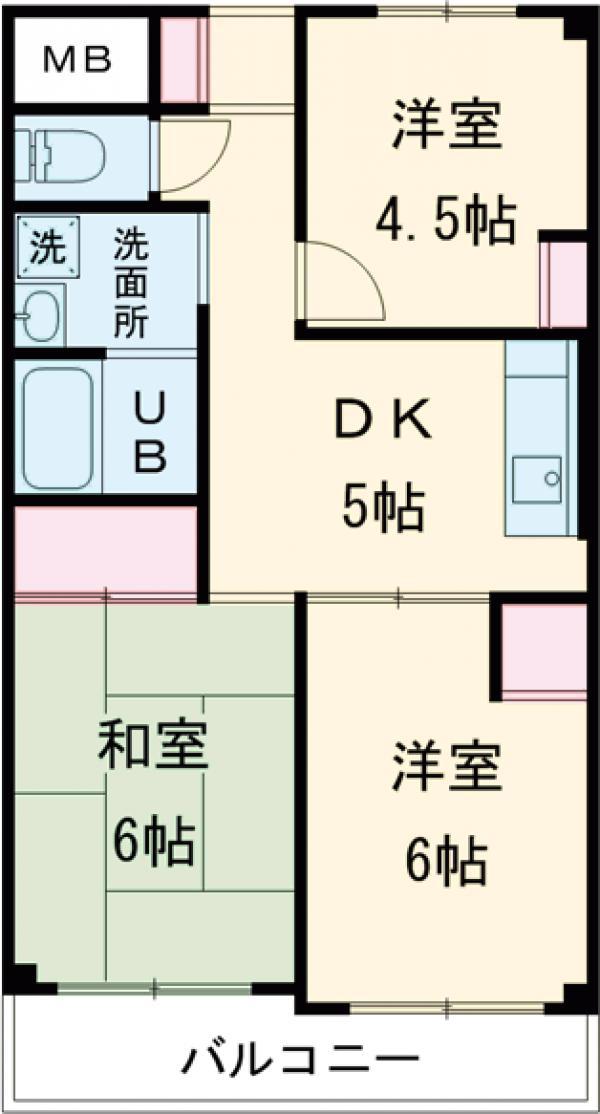 マンション・カネイ(3DK/2階)の間取り写真