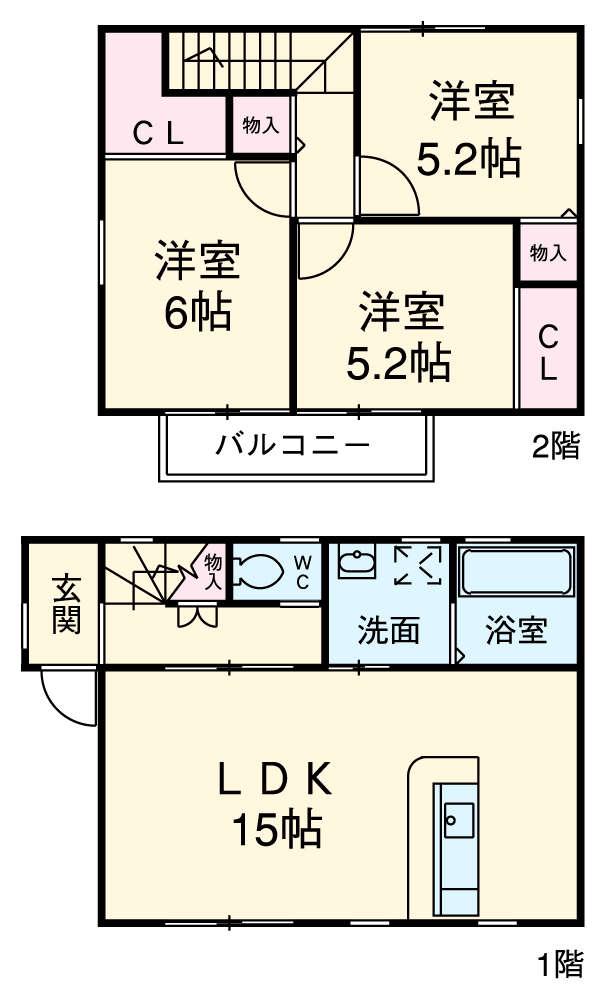豊橋鉄道渥美線 柳生橋駅 徒歩3分 2階建 築13年(3LDK)の間取り写真