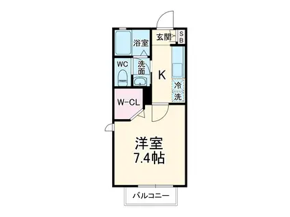 CASA SERENO B(1K/1階)の間取り写真