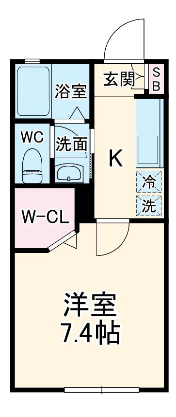 CASA SERENO B(1K/1階)の間取り写真