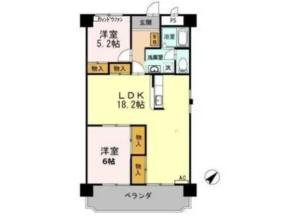 フィオーレ・アダチ(2LDK/2階)の間取り写真