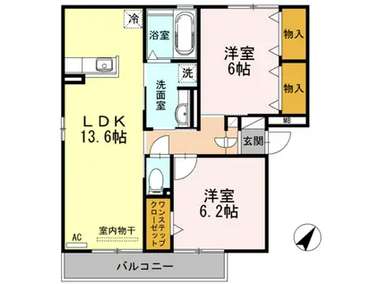 リバーサイド中部B(2LDK/3階)の間取り写真