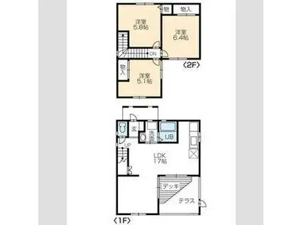 名鉄名古屋本線 伊奈駅 徒歩6分 2階建 築14年(3LDK)の間取り写真