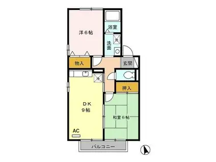 セジュール南A(2DK/2階)の間取り写真