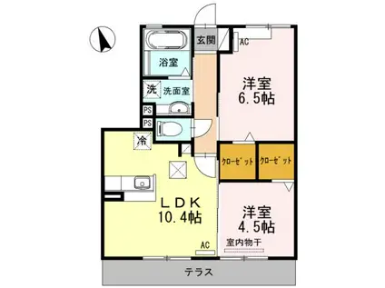 LA BELLEZZA B棟(2LDK/1階)の間取り写真