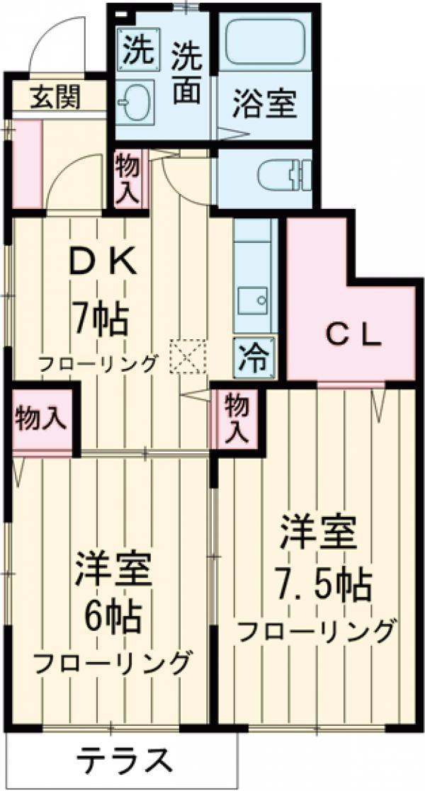 サニーヒルヒバリⅦ(2DK/1階)の間取り写真