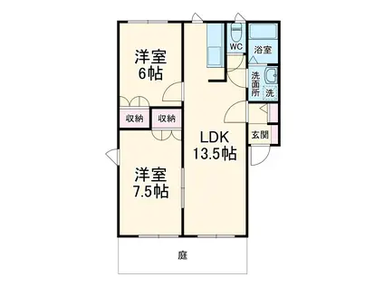 ビートルタウンパーク E棟(2LDK/1階)の間取り写真