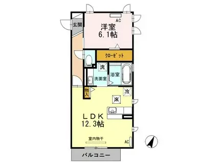 ノーブル西幸(1LDK/1階)の間取り写真