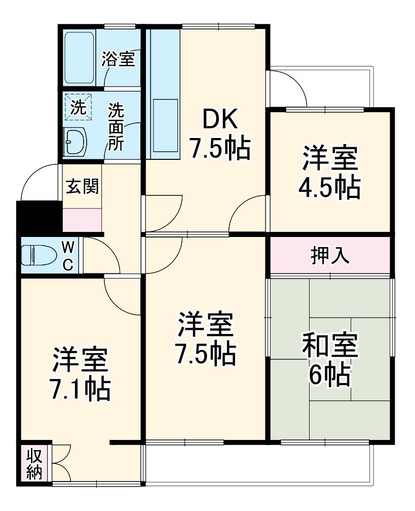 ゴールデンハウス小坂井(4DK/2階)の間取り写真