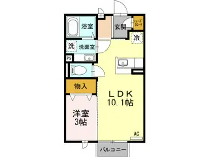 ぱるタウン B(1LDK/2階)の間取り写真