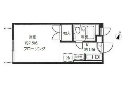 パークヒルズ綱島台(ワンルーム/1階)の間取り写真
