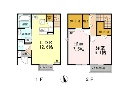 Ｄ−ｒｏｏｍ東岩田Ⅰ(2LDK)の間取り写真