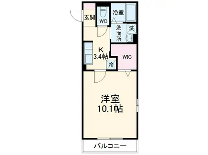 ペルルバント(1K/3階)の間取り写真